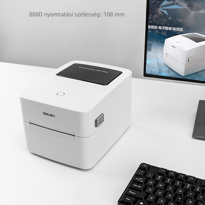 Deli DL-888B/888D 750W termikus címkék nyomtatója szállítási címkékhez, egyoldalas vonalkódos címke nyomtató