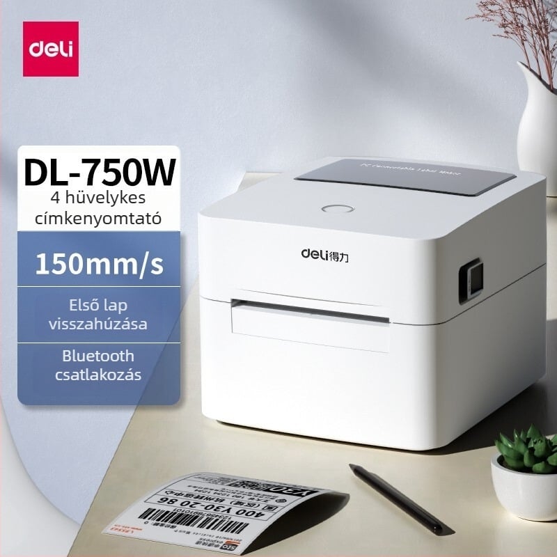 Deli DL-888B/888D 750W termikus címkék nyomtatója szállítási címkékhez, egyoldalas vonalkódos címke nyomtató