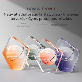 Egyedi kristálytrófea új gradiens dizájnnal a cég éves gyűlésére, prémium díj kiváló dolgozóknak gravírozott szöveggel