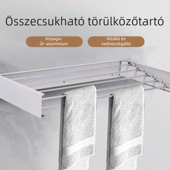 Rejtett falra szerelt összecsukható törölközőtartó és ruhaszárító, alumínium, modern dizájn
