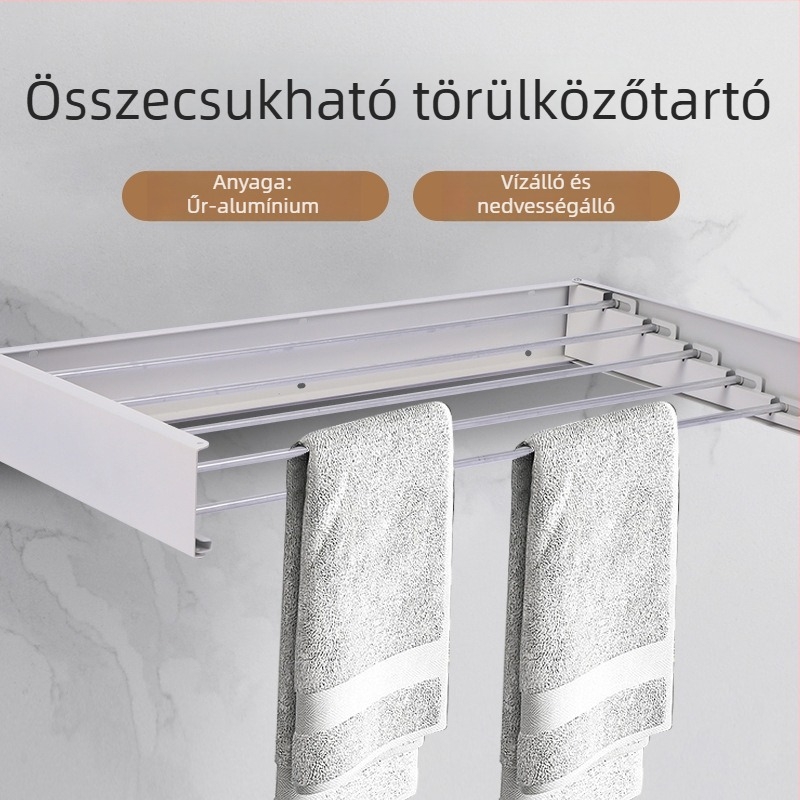 Rejtett falra szerelt összecsukható törölközőtartó és ruhaszárító, alumínium, modern dizájn