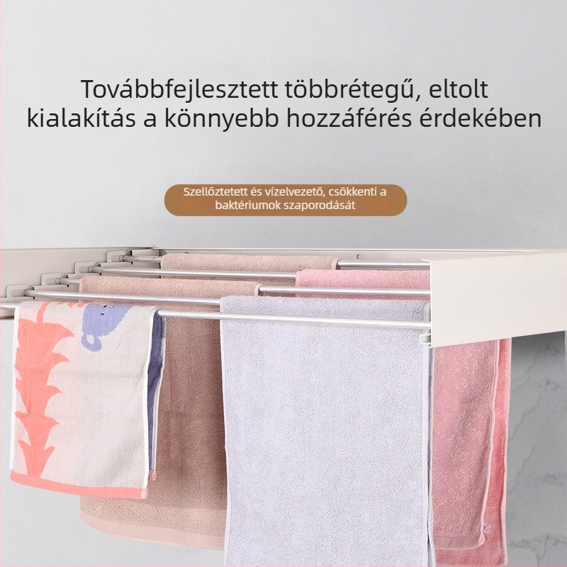 Rejtett falra szerelt összecsukható törölközőtartó és ruhaszárító, alumínium, modern dizájn