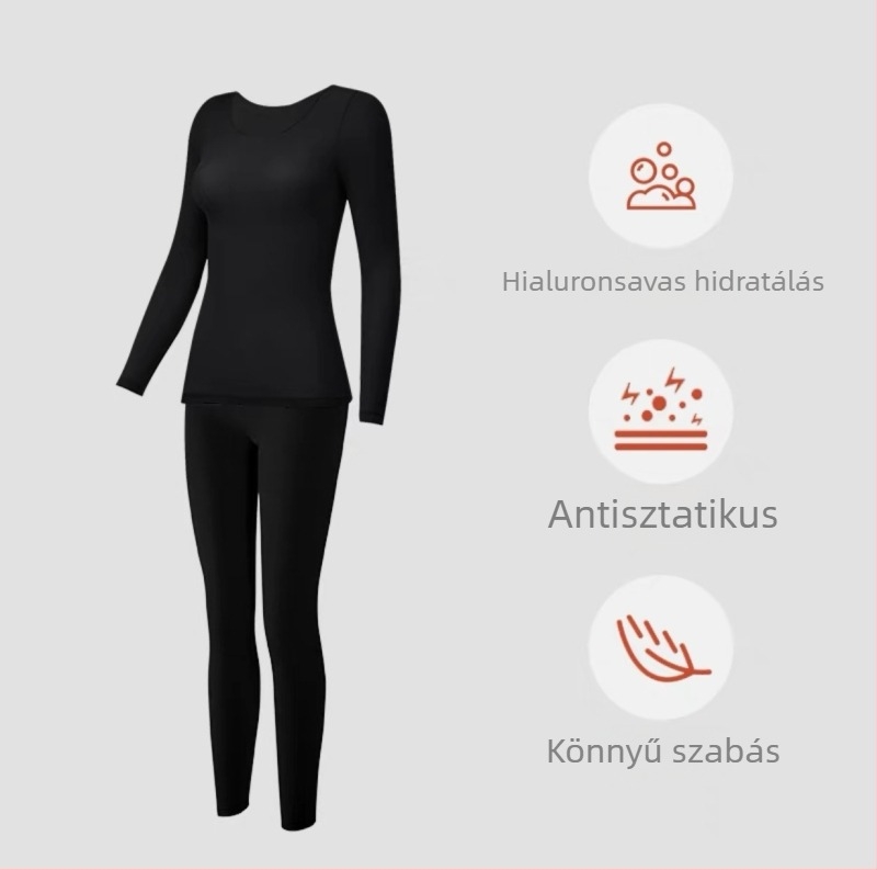 Női hyaluronsavas hidratáló termoszett — magas rugalmasságú felső és nadrág, vékony őszi viselet