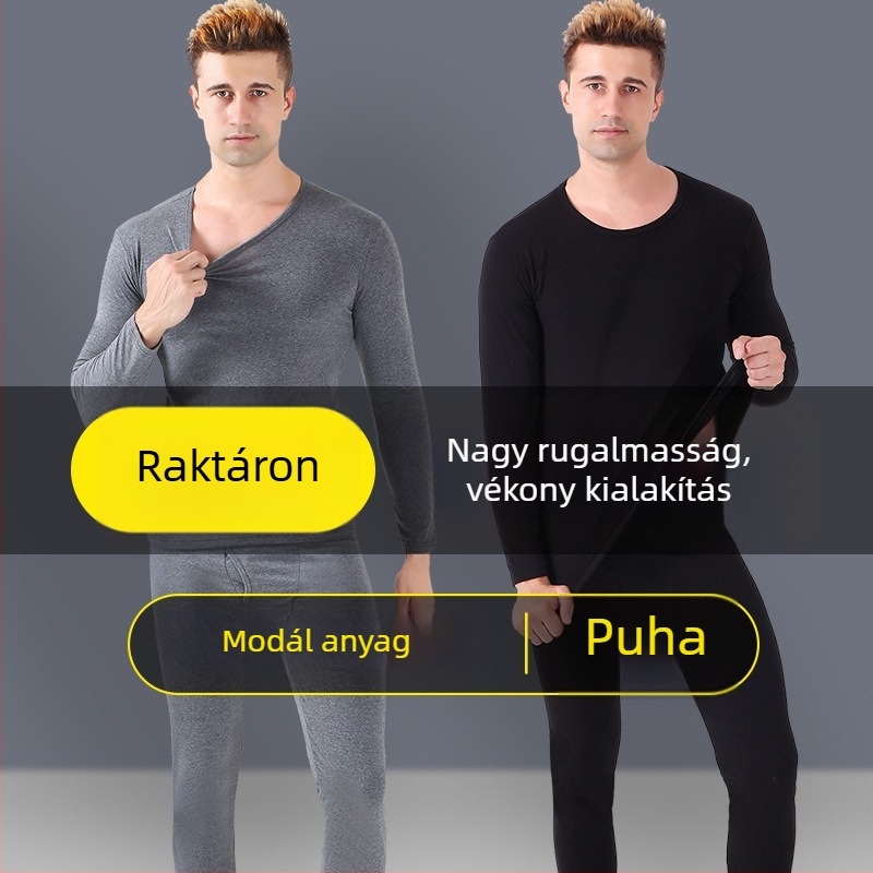 Férfiaknak Modalból készült vékony, rugalmas termikus felső- és alsóruha készlet tavasz–őszre, alapréteg