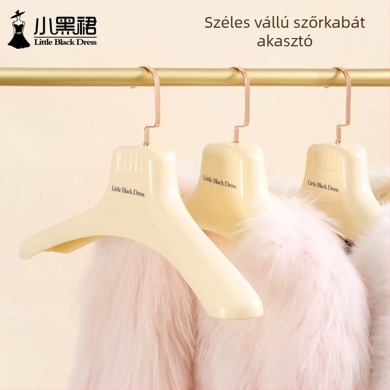 Szőrme kabát akasztó, széles vállú, nyom nélkül, dudormentes, mink kabátokhoz és kasmírszövethez