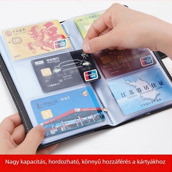 Nagy kapacitású hosszú pénztárca, több rekesz, RFID-blokkoló védelem bankkártyákhoz és igazolványtartó