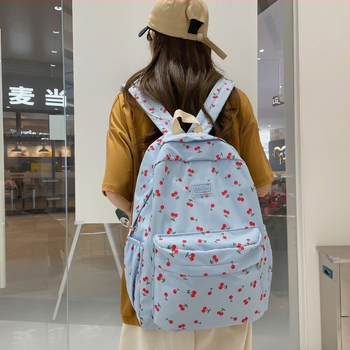 Uniszex iskolai hátizsák Harajuku–Koreai stílusban, nagy kapacitású, 20–35 L, nylon anyagú, virágos mintával