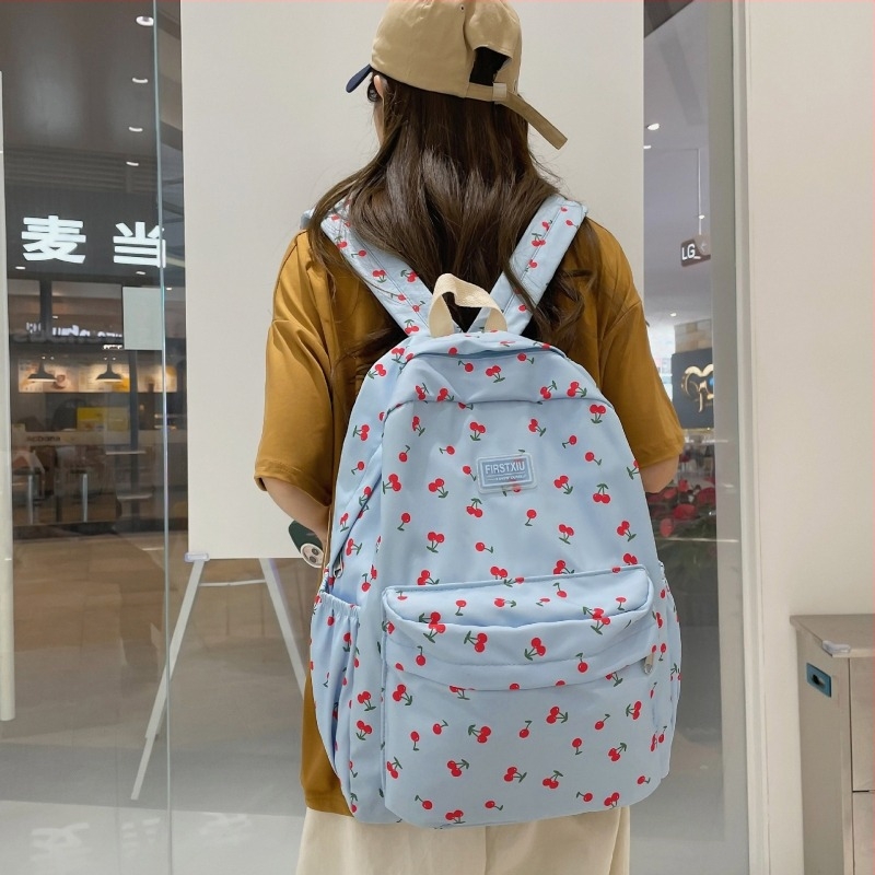 Uniszex iskolai hátizsák Harajuku–Koreai stílusban, nagy kapacitású, 20–35 L, nylon anyagú, virágos mintával