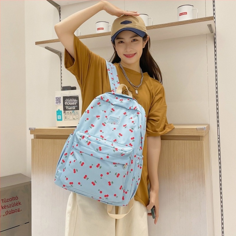 Uniszex iskolai hátizsák Harajuku–Koreai stílusban, nagy kapacitású, 20–35 L, nylon anyagú, virágos mintával