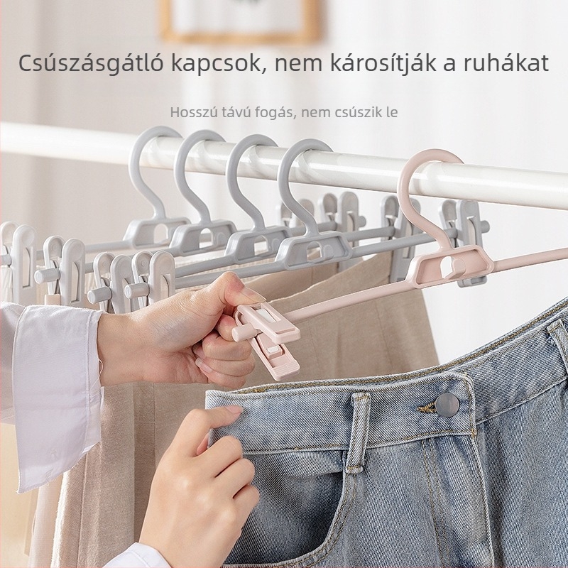 Shunyi műanyag nadrágtartó állvány dupla klipszekkel – felakasztáshoz, otthoni ruhatárban nadrágok és szoknyák számára