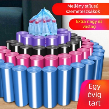 Jingbang fekete konyhai szemeteszsákok, egyszer használatos, vastagított mellény-stílusú, nagy tekercs