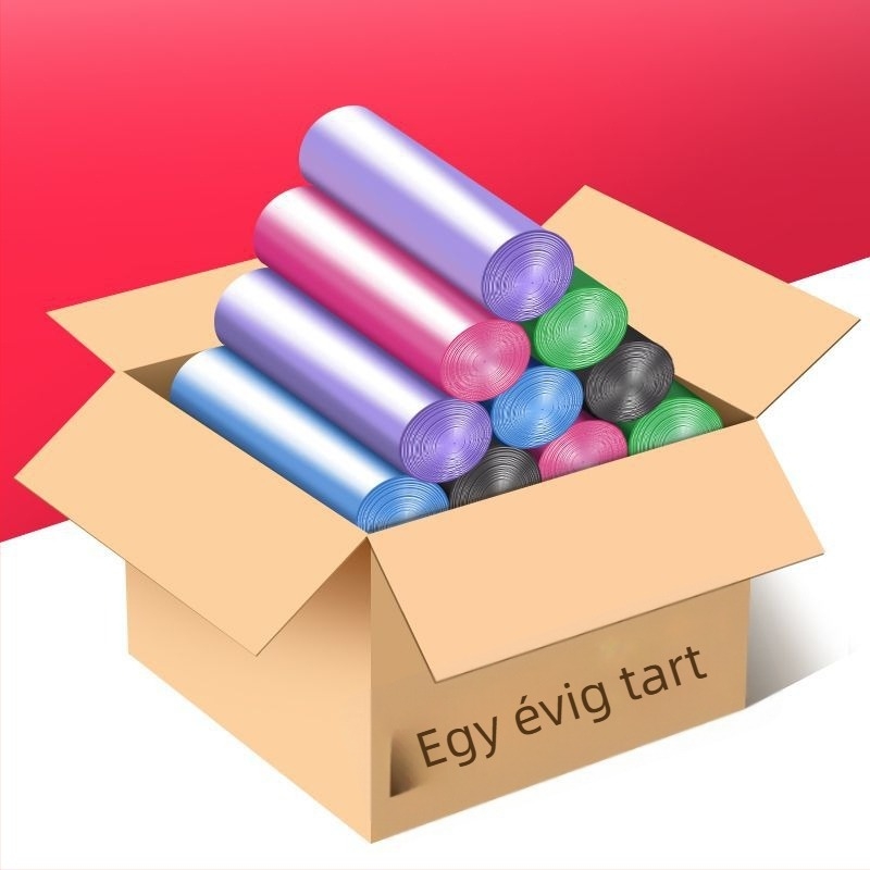 Jingbang fekete konyhai szemeteszsákok, egyszer használatos, vastagított mellény-stílusú, nagy tekercs