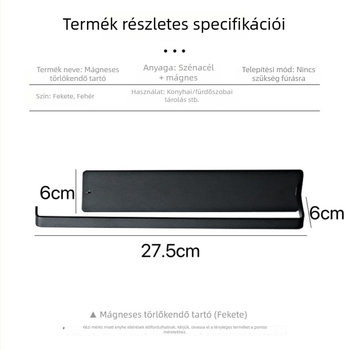 Mágneses papírtörlő tartó szívó rögzítéssel, rozsdamentes acélból, modern minimalistikus konyhai rendező, alkalmas fólia tekercshez és papírtörlőhöz
