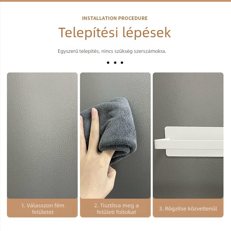 Mágneses papírtörlő tartó szívó rögzítéssel, rozsdamentes acélból, modern minimalistikus konyhai rendező, alkalmas fólia tekercshez és papírtörlőhöz