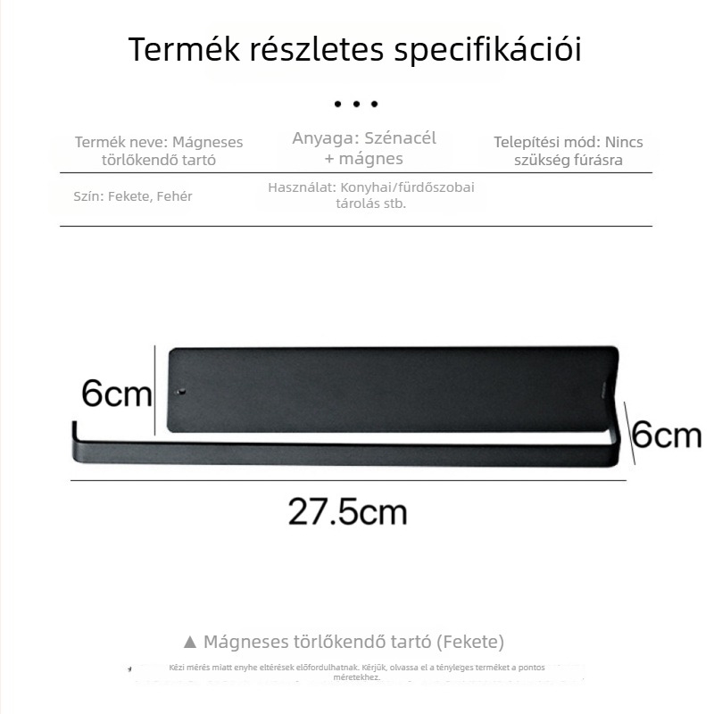 Mágneses papírtörlő tartó szívó rögzítéssel, rozsdamentes acélból, modern minimalistikus konyhai rendező, alkalmas fólia tekercshez és papírtörlőhöz