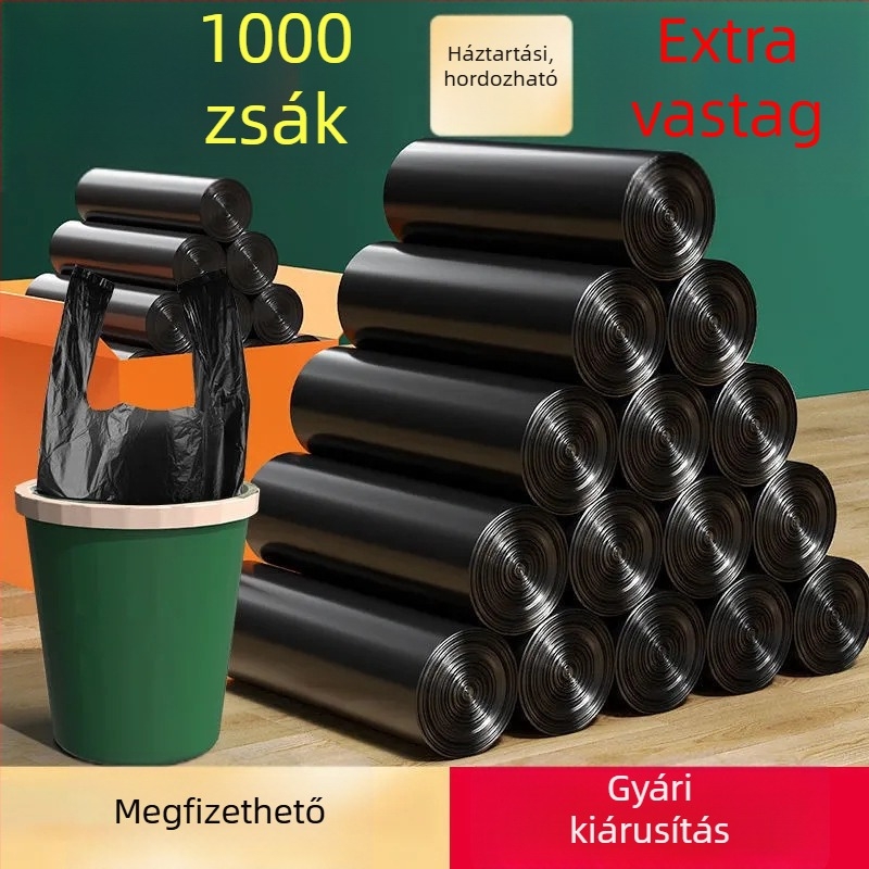 Vastagított szemeteszsákok, készlet nagy és közepes méretben, mellény-stílusú konyhai tároláshoz, egyszer használatos műanyag zacskók, megfizethető csomag