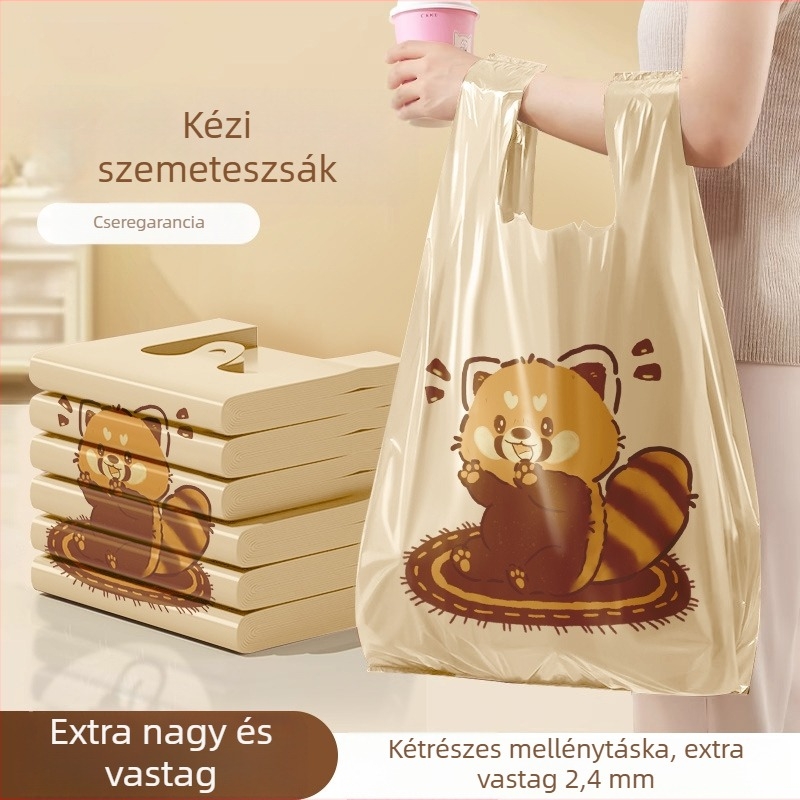 Hordozható, szakadásmentes mellény-stílusú szemeteszsákok, vastagított kivitelben, otthonra és a konyhába, nagy extra-vastag zacskók, mókus motívummal
