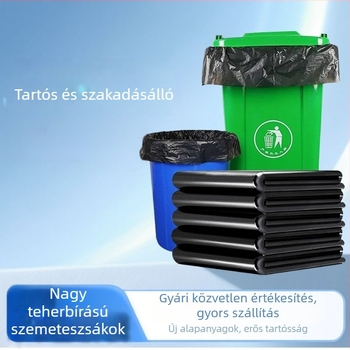 Extra nagy és vastag fekete műanyag szemeteszsákok, erősek és tartósak, szállodák, ingatlanüzemeltetés és étkeztetés számára, egyszer használatos, nagykereskedelmi