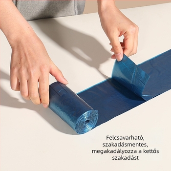 Mellény-stílusú egyszer használatos szemeteszsák, vastagított anyagból, fekete, nagy kapacitású, konyhai szemeteshez