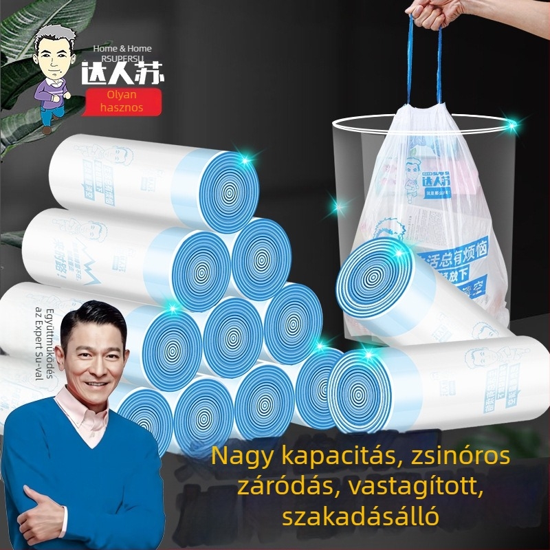Otthoni kötős szemeteszsákok, vastagított kivitelben, hordozhatóak, konyhai önzáró műanyag zacskók