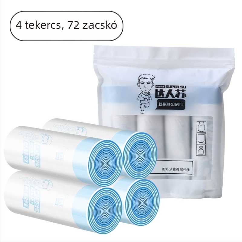 Otthoni kötős szemeteszsákok, vastagított kivitelben, hordozhatóak, konyhai önzáró műanyag zacskók