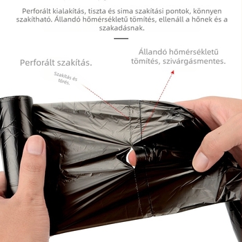 Megvastagított szemeteszsákok 50×60, típus tekercses, perforált, sík száj, 50 db, fekete, szállodai és fürdőszobai használatra