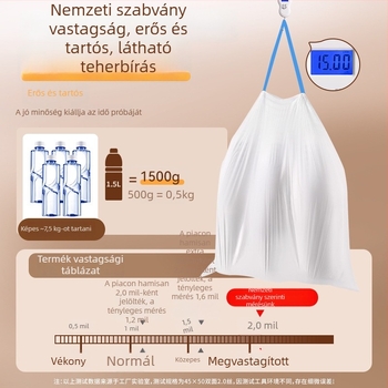 Vastagított szemeteszsák kötözővel, szakadásálló, hordozható otthonra, irodába és kollégiumba