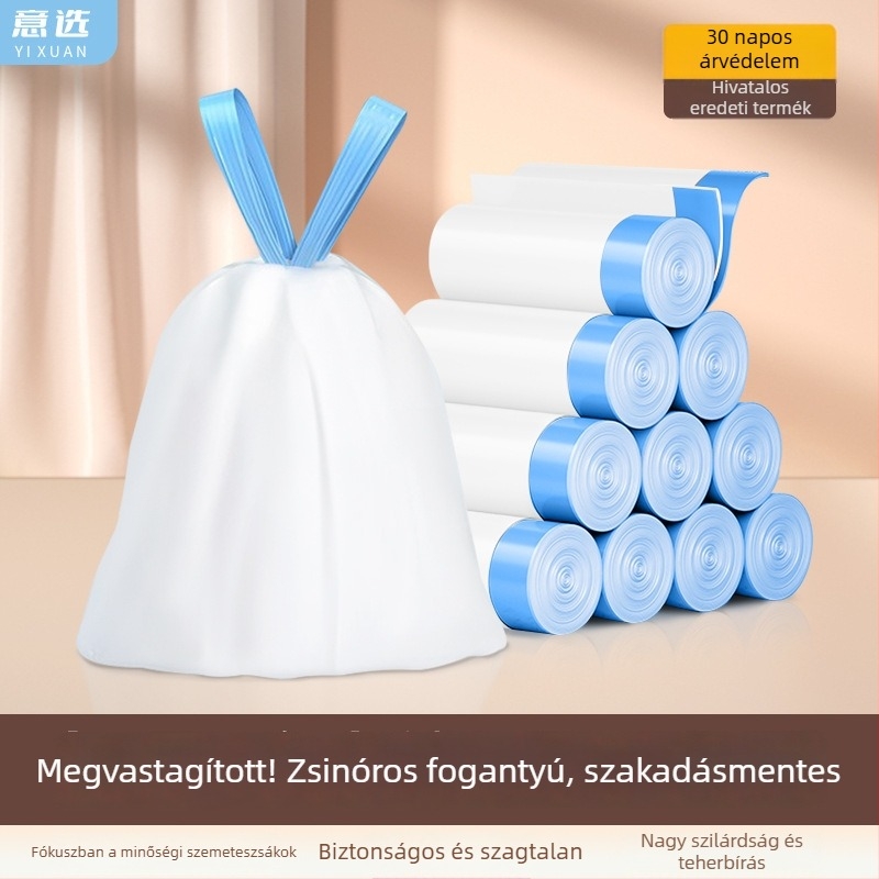 Vastagított szemeteszsák kötözővel, szakadásálló, hordozható otthonra, irodába és kollégiumba