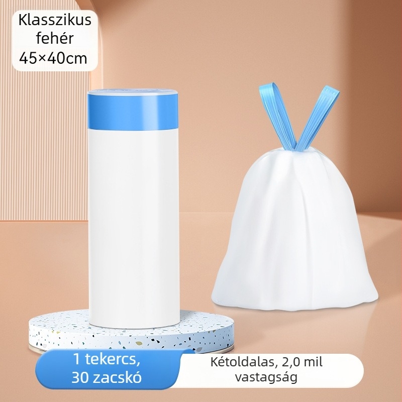 Vastagított szemeteszsák kötözővel, szakadásálló, hordozható otthonra, irodába és kollégiumba