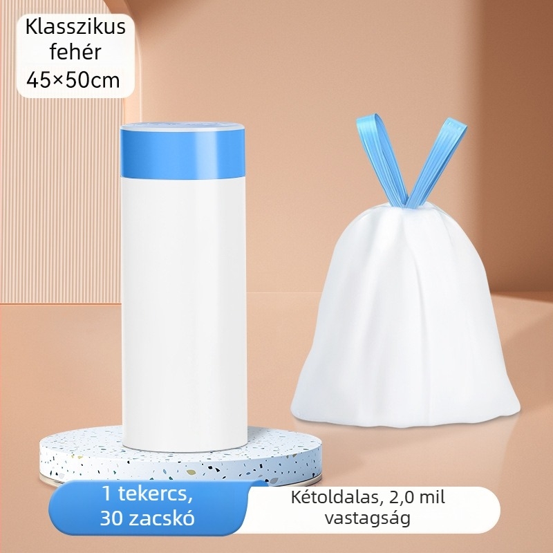 Vastagított szemeteszsák kötözővel, szakadásálló, hordozható otthonra, irodába és kollégiumba