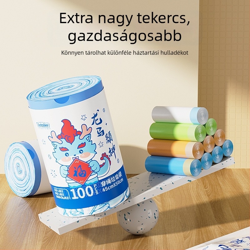 Sodolike kötözős szemeteszsákok, 100 db, 45×50 cm, vastagított PE anyag, szitanyomásos nyomtatás