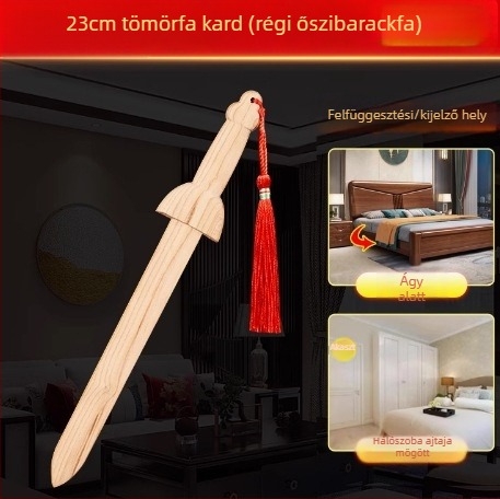 Autentikus őszibarackfa kardmedál, kézzel készített fa dekoratív kiegészítő gyerek- és nappaliba, hordozható őszibarackfa kard