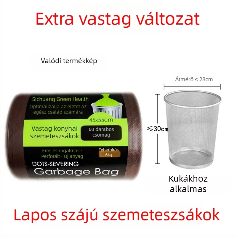Nagy méretű, egyszer használatos szemeteszsákok otthoni és kereskedelmi használatra, extra vastag, hordozható műanyag zacskók, 30 tekercses csomag