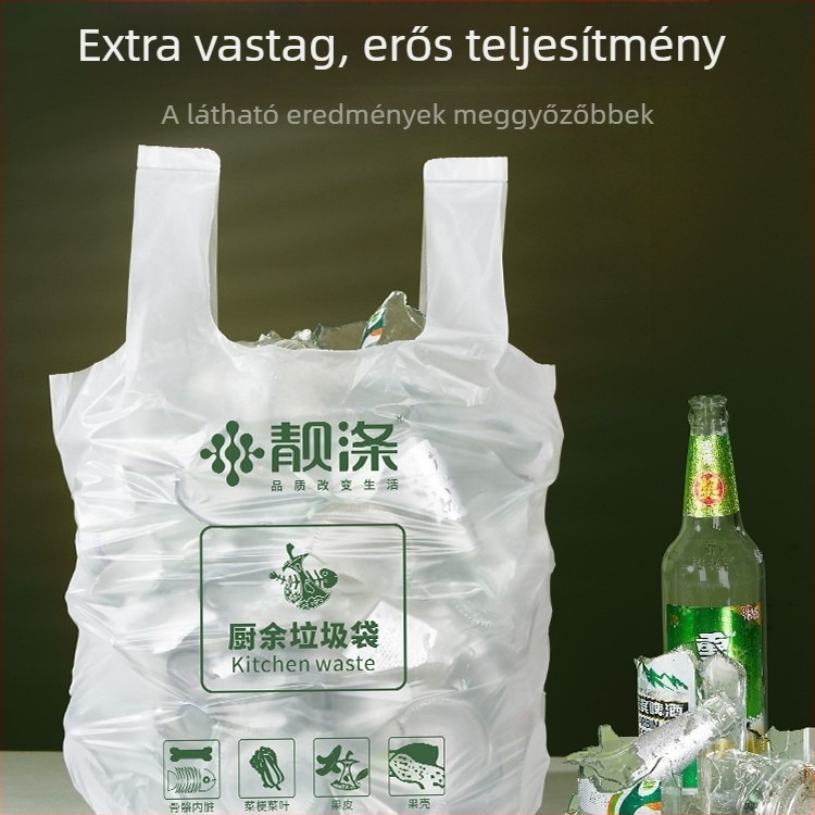 Konyhai szemeteszsák, kézi hordozású, extra vastag, nagy méret, nedves konyhai hulladékhoz