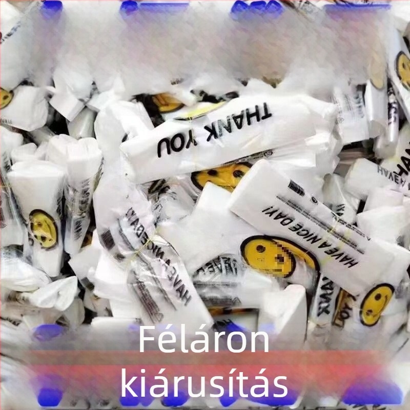 Mosolyarcú műanyag zacskó, vastagított, élelmiszer-minőségű, bevásárláshoz és ételrendelésekhez
