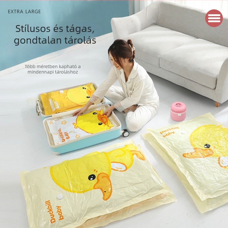 Vákuum tömörítő tárolótásak ruhák és paplanok számára pumpával — Little Yellow Duck, Xunsen HCYA