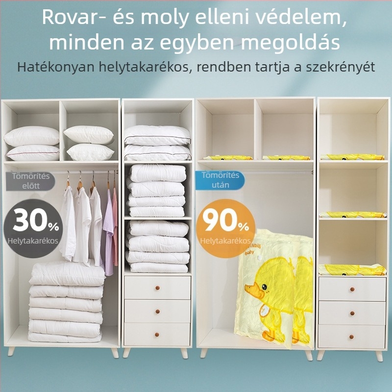 Vákuum tömörítő tárolótásak ruhák és paplanok számára pumpával — Little Yellow Duck, Xunsen HCYA