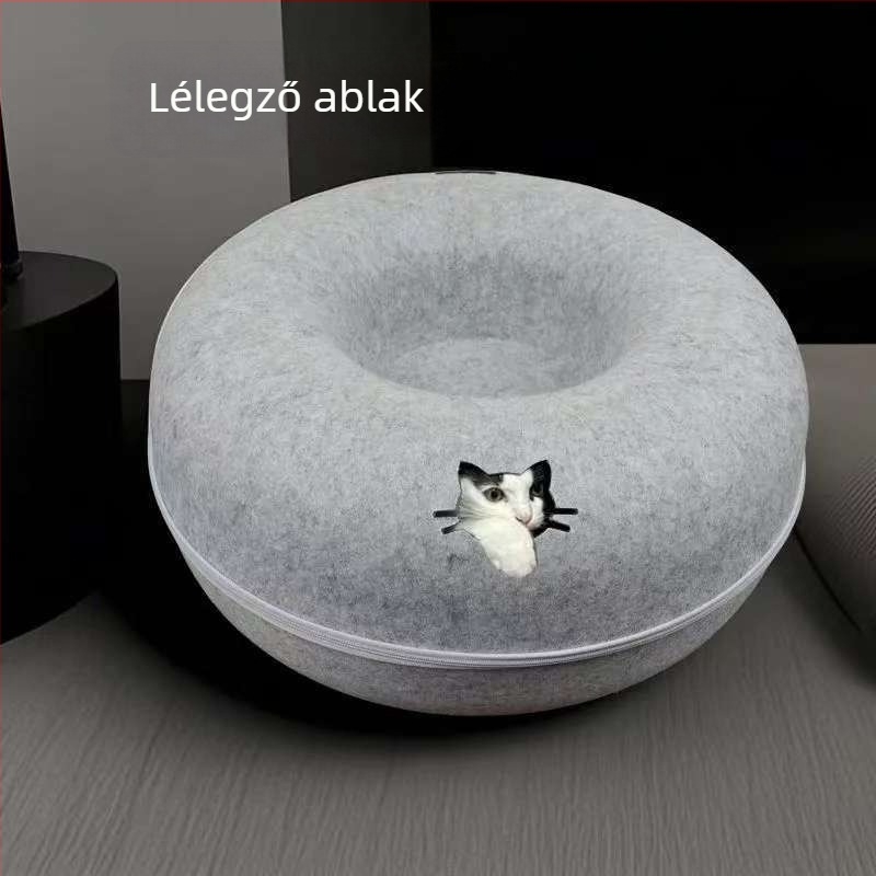 Donut alakú macskafészek és alagút – minden évszakra, macskajáték, meleg téli menedék