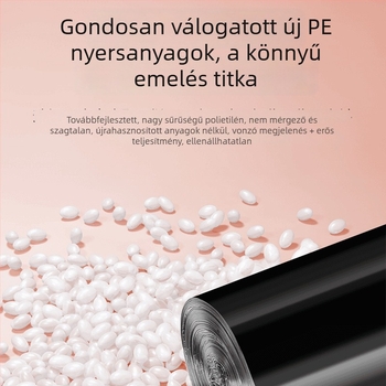 Mellény-stílusú takarító táska, fekete, négy tekercs, tartós, nagy szemeteszsák.