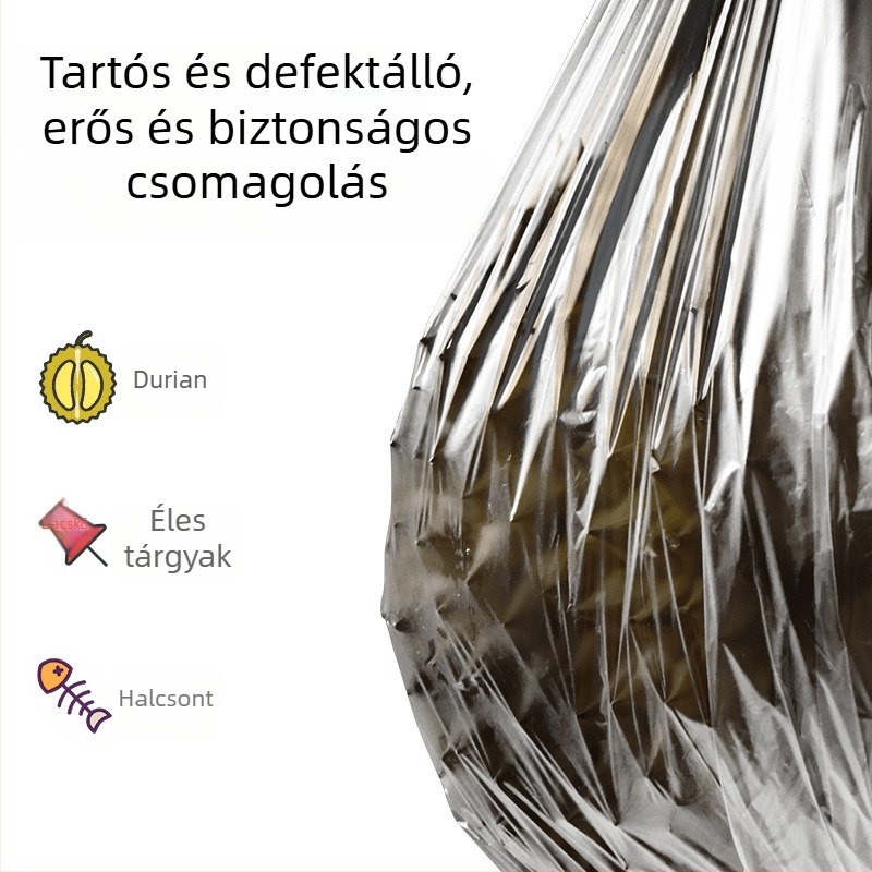 Mellény-stílusú takarító táska, fekete, négy tekercs, tartós, nagy szemeteszsák.