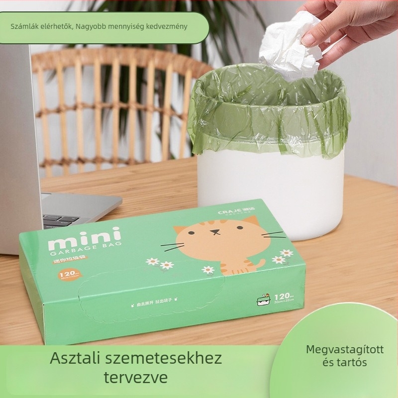 Vastagított mini szemeteszsák asztali használatra, otthonra és irodára – dobozos kiszerelés