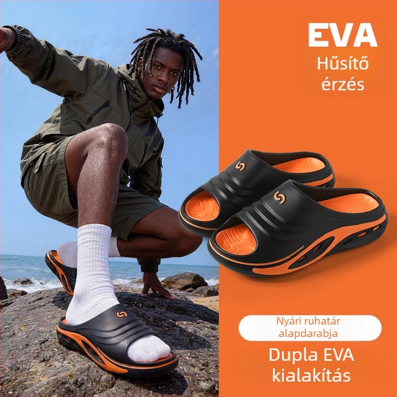 Férfi EVA hab szandál, vastag talppal, csúszásmentes, nyitott lábujj, slip-on, kültéri sportos