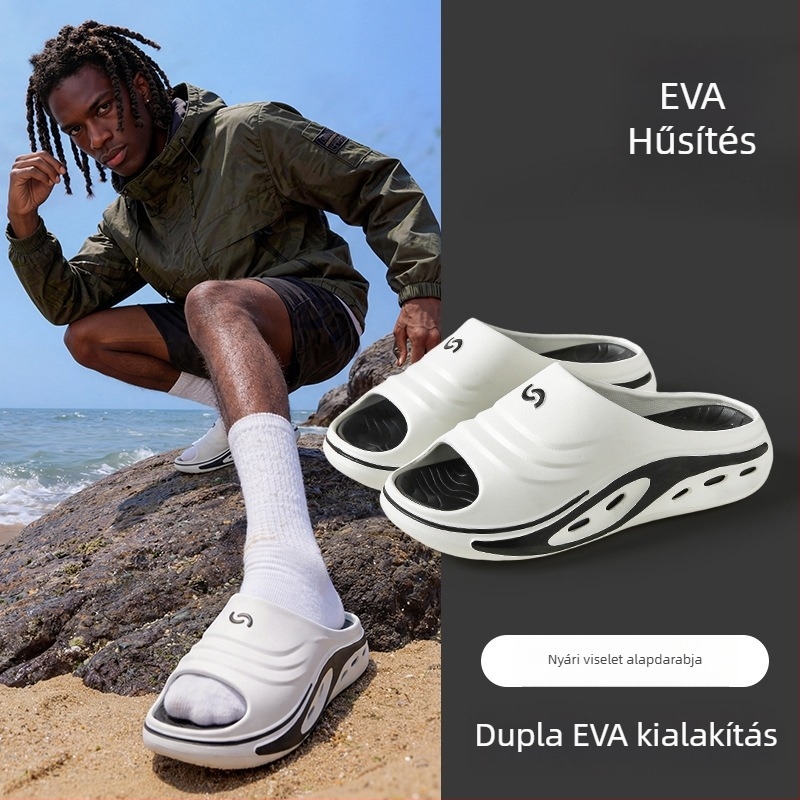 Férfi EVA hab szandál, vastag talppal, csúszásmentes, nyitott lábujj, slip-on, kültéri sportos
