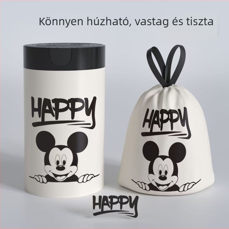 Fekete szemeteszsákok húzózsinórral, vastagabb műanyagból, otthoni, konyhai és kollégiumi használatra