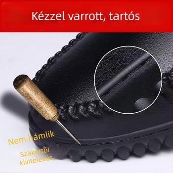 Férfi bőr casual cipő puha talppal, csúszásmentes, lélegző, klasszikus brit stílusú loafer