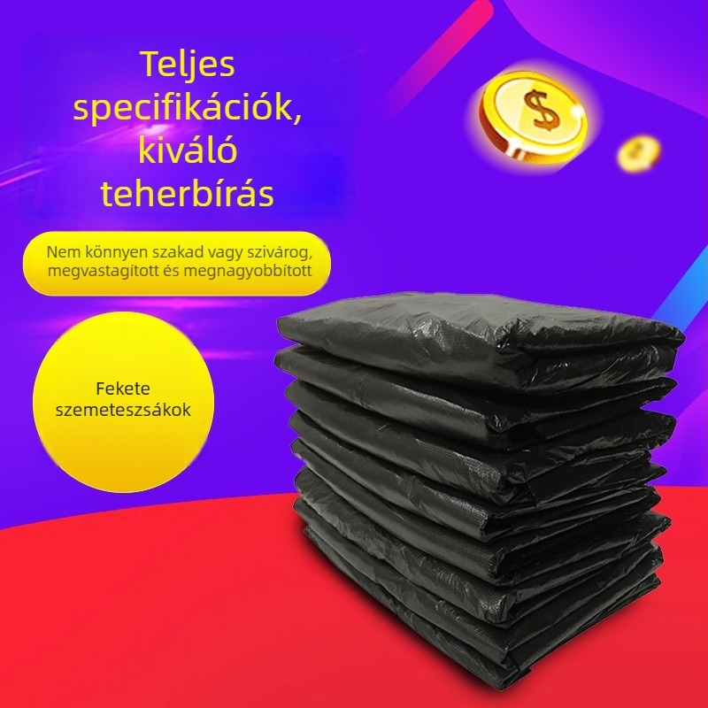 Fekete vastagított mellény-típusú szemeteszsákok háztartási használatra