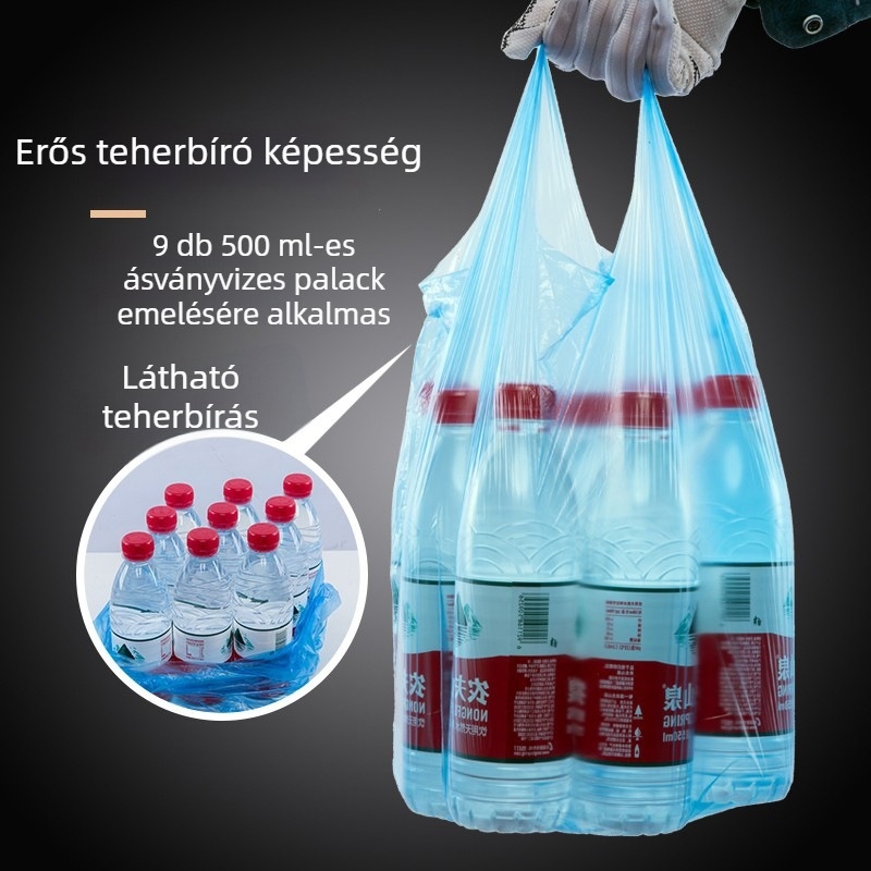Háztartási egyszer használatos kukazsák, ezüstszínű, közepes méret, kézben tartható kialakítás, fürdőszobához és kollégiumi szobákhoz