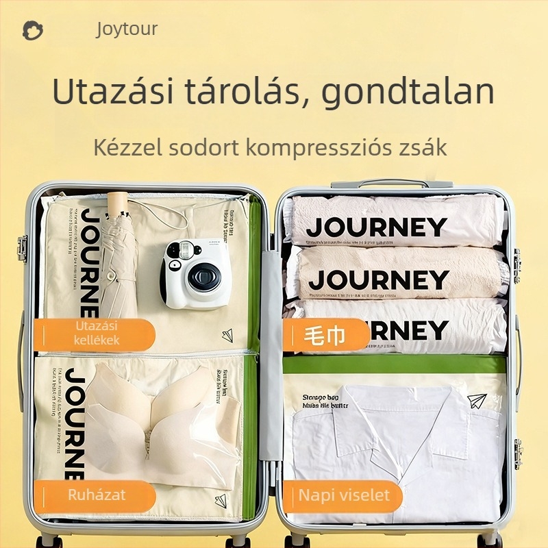 Kézzel görgő vákuumos ruhatároló zsák, légmentes tárolás, vastag, átlátszó vízálló kialakítás otthonra és utazáshoz