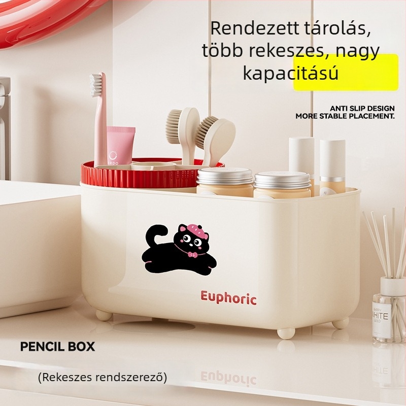 Többcélú asztali tároló rendező forgó tolltartóval, nagy kapacitású irodai és iskolai írószerekhez