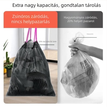 Zsinóros szemeteszsákok, vastagított, extra nagy méretű, 50×60 cm, konyhai használatra